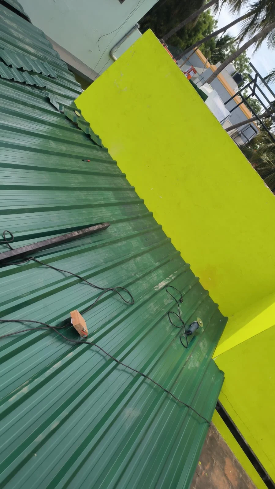 Roofing sheet installation. Global Engineering project photograph