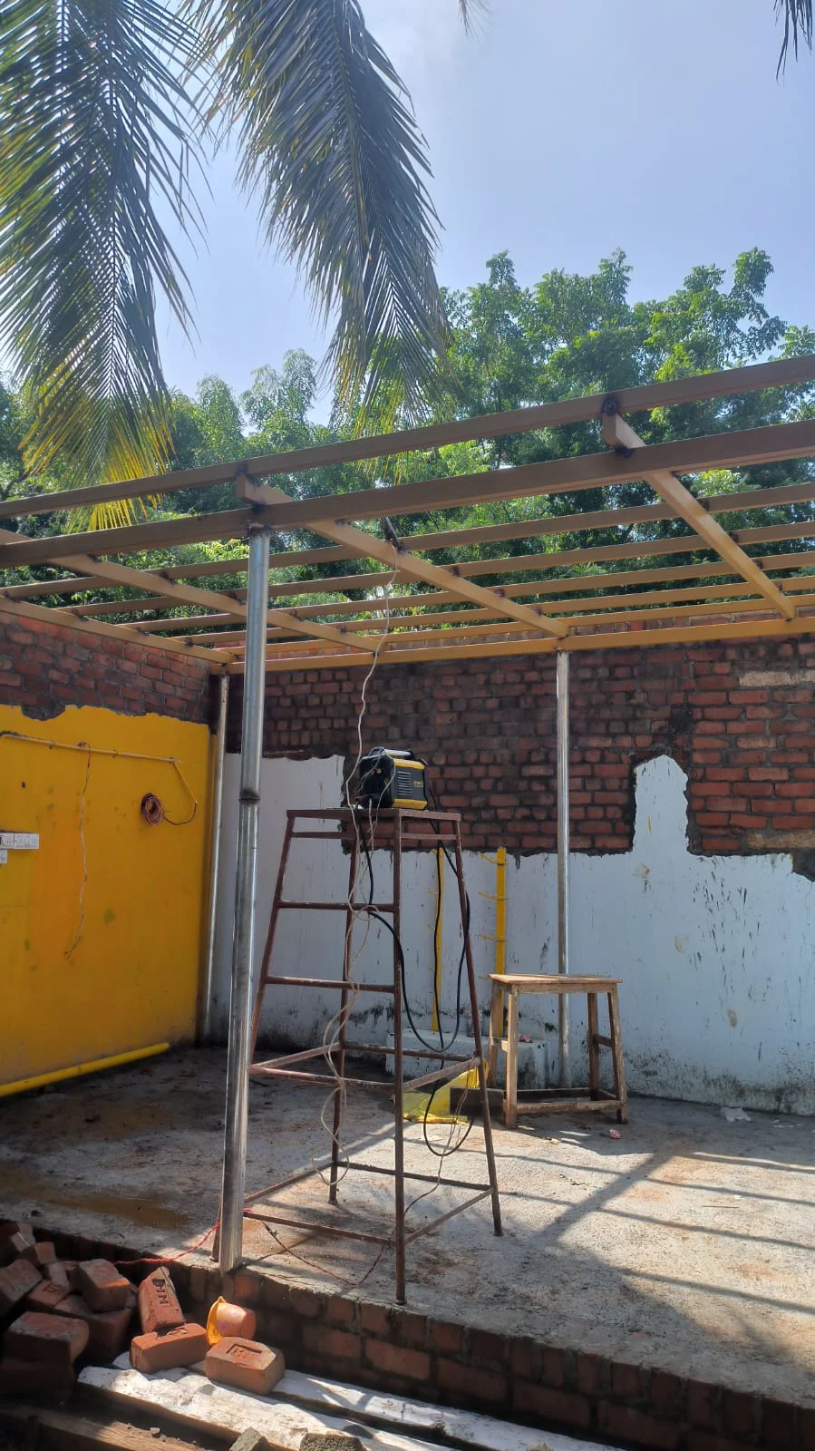 Entrance canopy framework. Global Engineering project photograph
